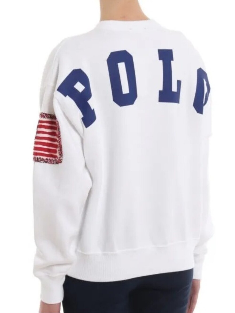 Polo Ralph Lauren Sweatshirt White USA Embroidered America Flag Fleece Womens M